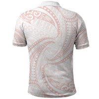 White Sunday Lotu Tamaiti Polo Shirt Polynesian Wave Pastel Blush - Polynesian Pride