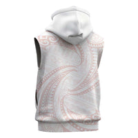 White Sunday Lotu Tamaiti Sleeveless Hoodie Polynesian Wave Pastel Blush - Polynesian Pride
