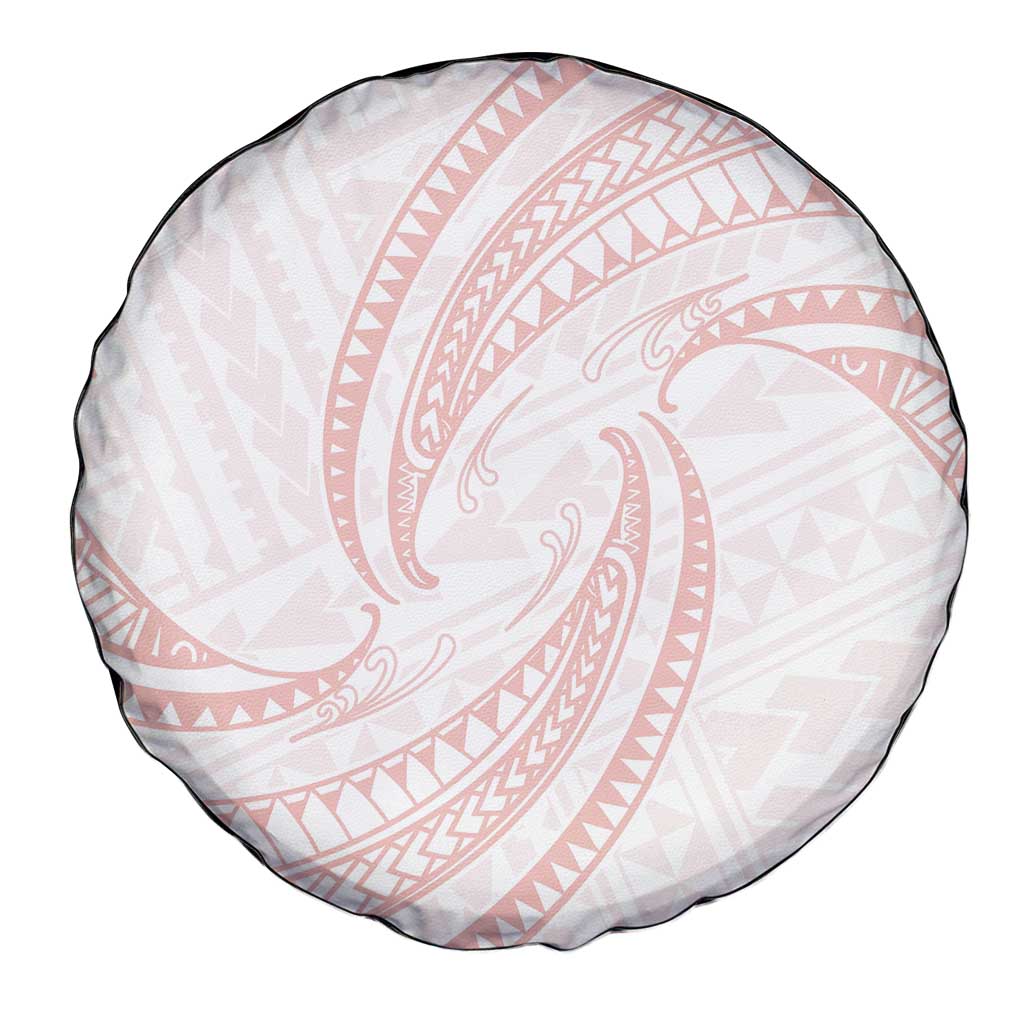 White Sunday Lotu Tamaiti Spare Tire Cover Polynesian Wave Pastel Blush - Polynesian Pride