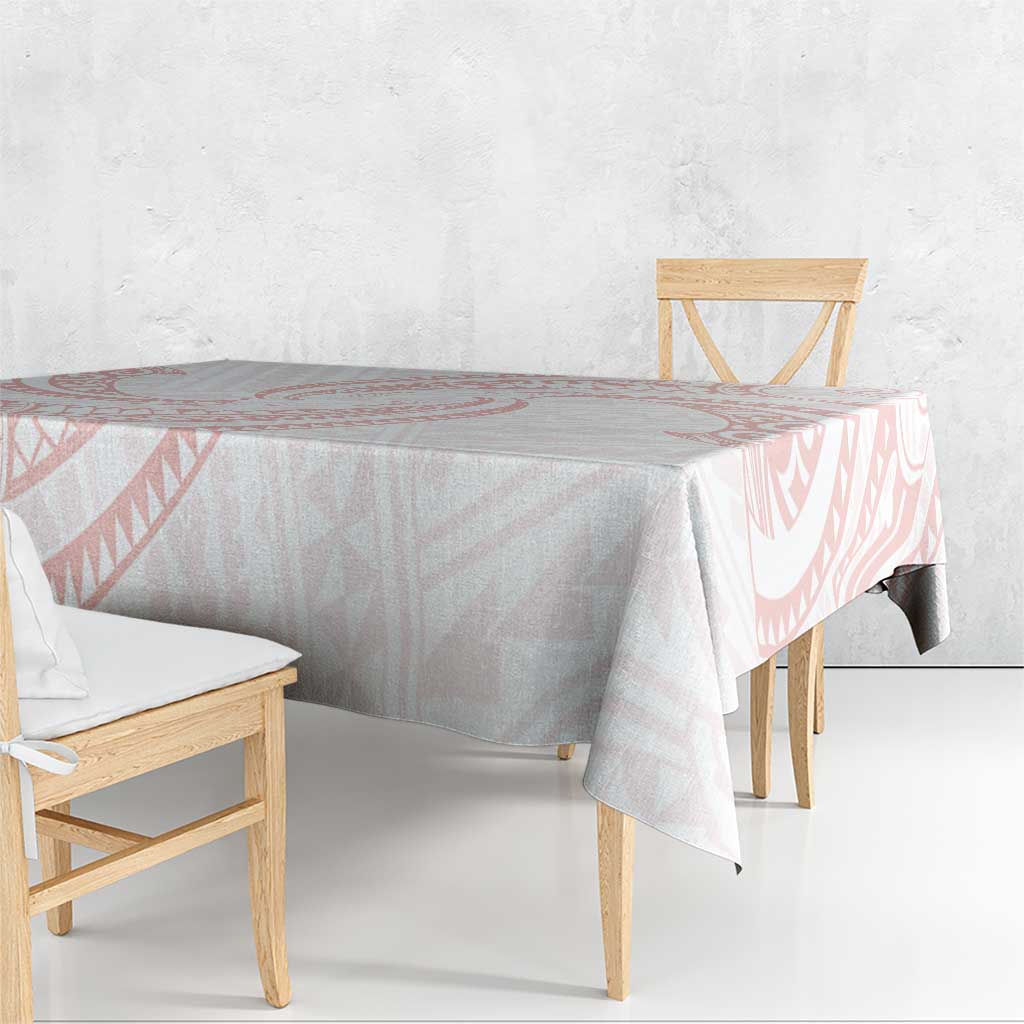 White Sunday Lotu Tamaiti Tablecloth Polynesian Wave Pastel Blush - Polynesian Pride