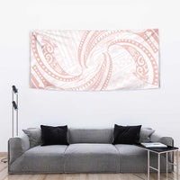 White Sunday Lotu Tamaiti Tapestry Polynesian Wave Pastel Blush - Polynesian Pride
