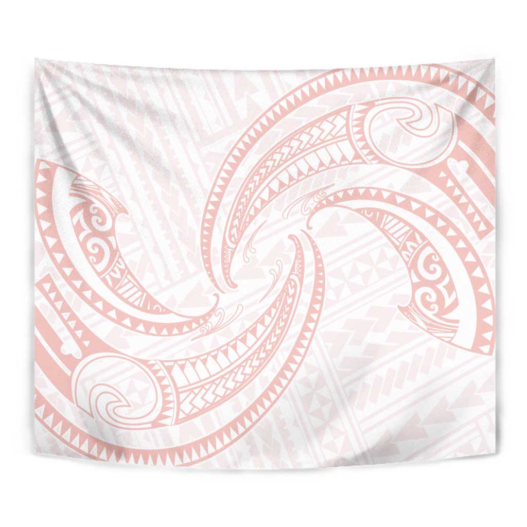 White Sunday Lotu Tamaiti Tapestry Polynesian Wave Pastel Blush - Polynesian Pride