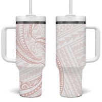 White Sunday Lotu Tamaiti Tumbler With Handle Polynesian Wave Pastel Blush - Polynesian Pride