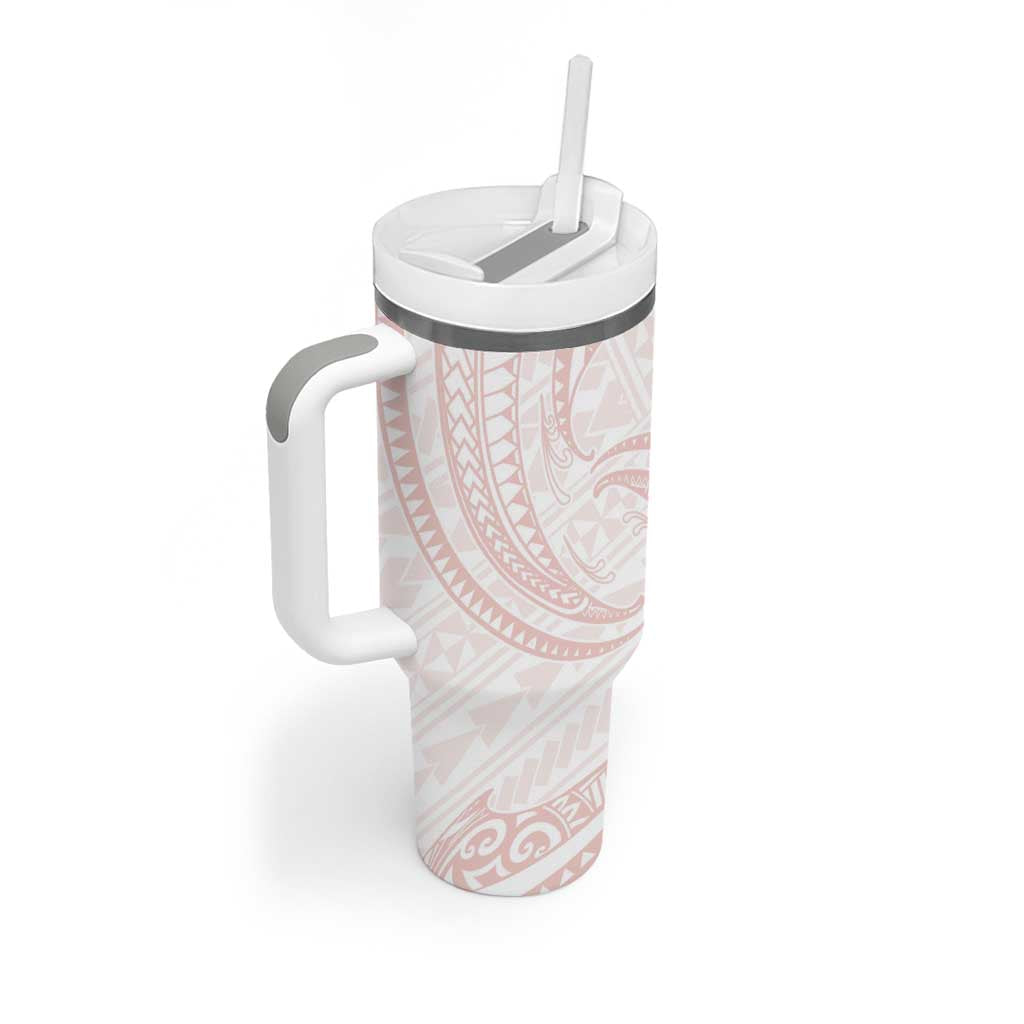 White Sunday Lotu Tamaiti Tumbler With Handle Polynesian Wave Pastel Blush - Polynesian Pride