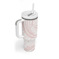 White Sunday Lotu Tamaiti Tumbler With Handle Polynesian Wave Pastel Blush - Polynesian Pride