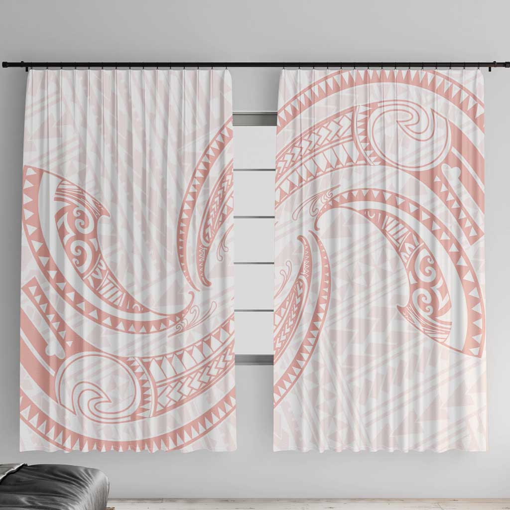 White Sunday Lotu Tamaiti Window Curtain Polynesian Wave Pastel Blush - Polynesian Pride