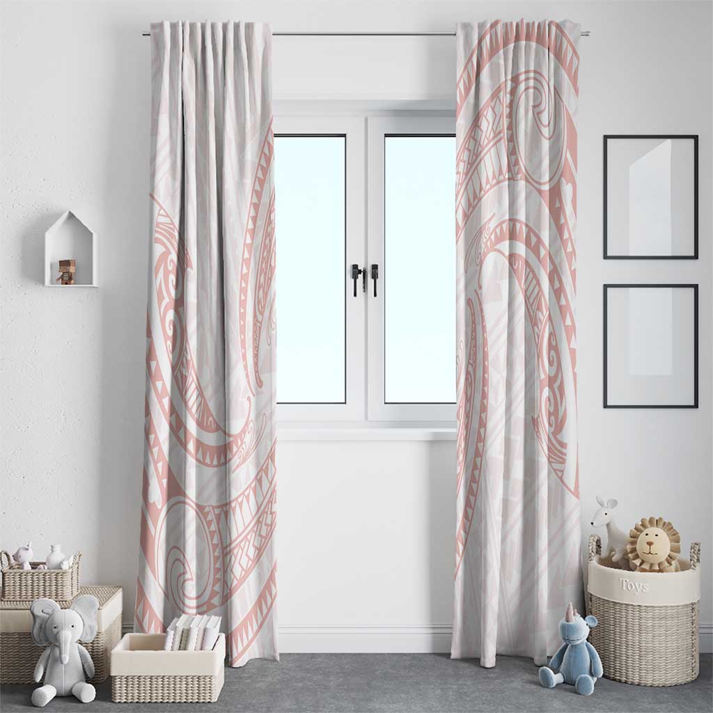 White Sunday Lotu Tamaiti Window Curtain Polynesian Wave Pastel Blush - Polynesian Pride