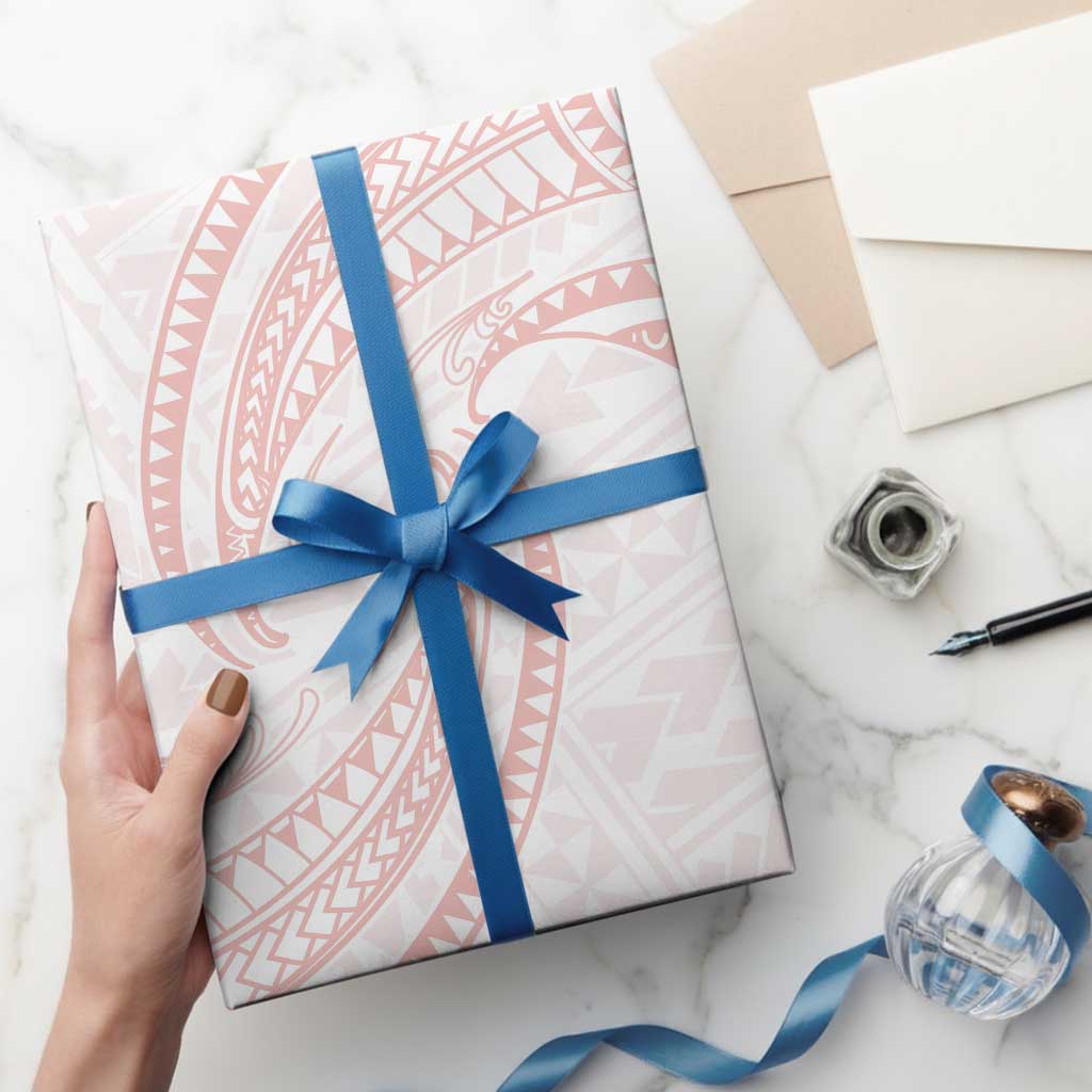 White Sunday Lotu Tamaiti Wrapping Paper Polynesian Wave Pastel Blush - Polynesian Pride