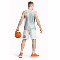 White Sunday Lotu Tamaiti Basketball Jersey Polynesian Wave Pastel Cyan - Polynesian Pride