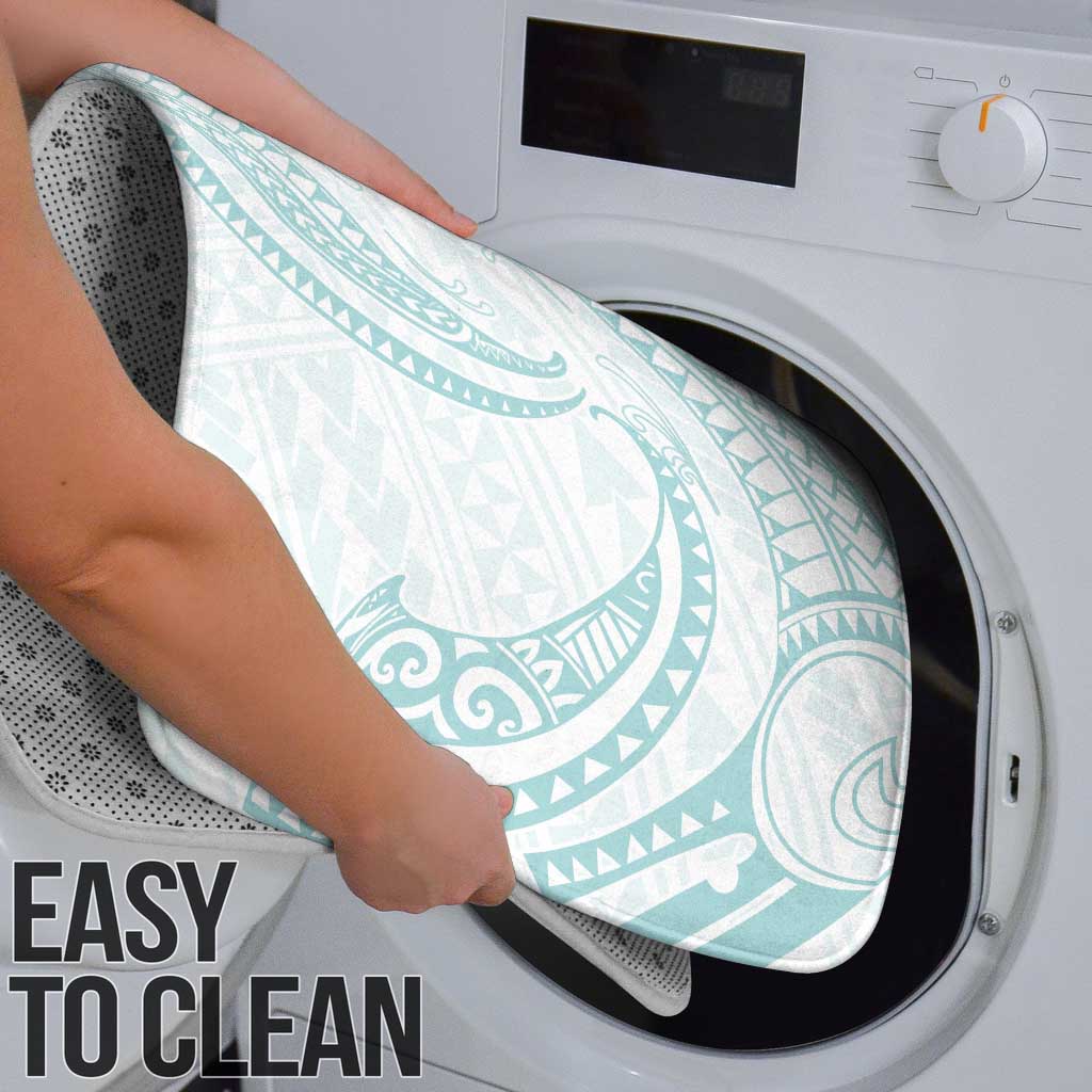 White Sunday Lotu Tamaiti Bathroom Set Polynesian Wave Pastel Cyan - Polynesian Pride