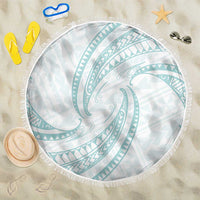 White Sunday Lotu Tamaiti Beach Blanket Polynesian Wave Pastel Cyan - Polynesian Pride