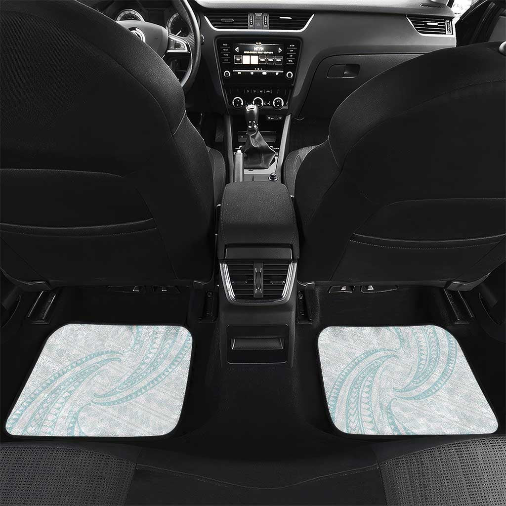 White Sunday Lotu Tamaiti Car Mats Polynesian Wave Pastel Cyan - Polynesian Pride