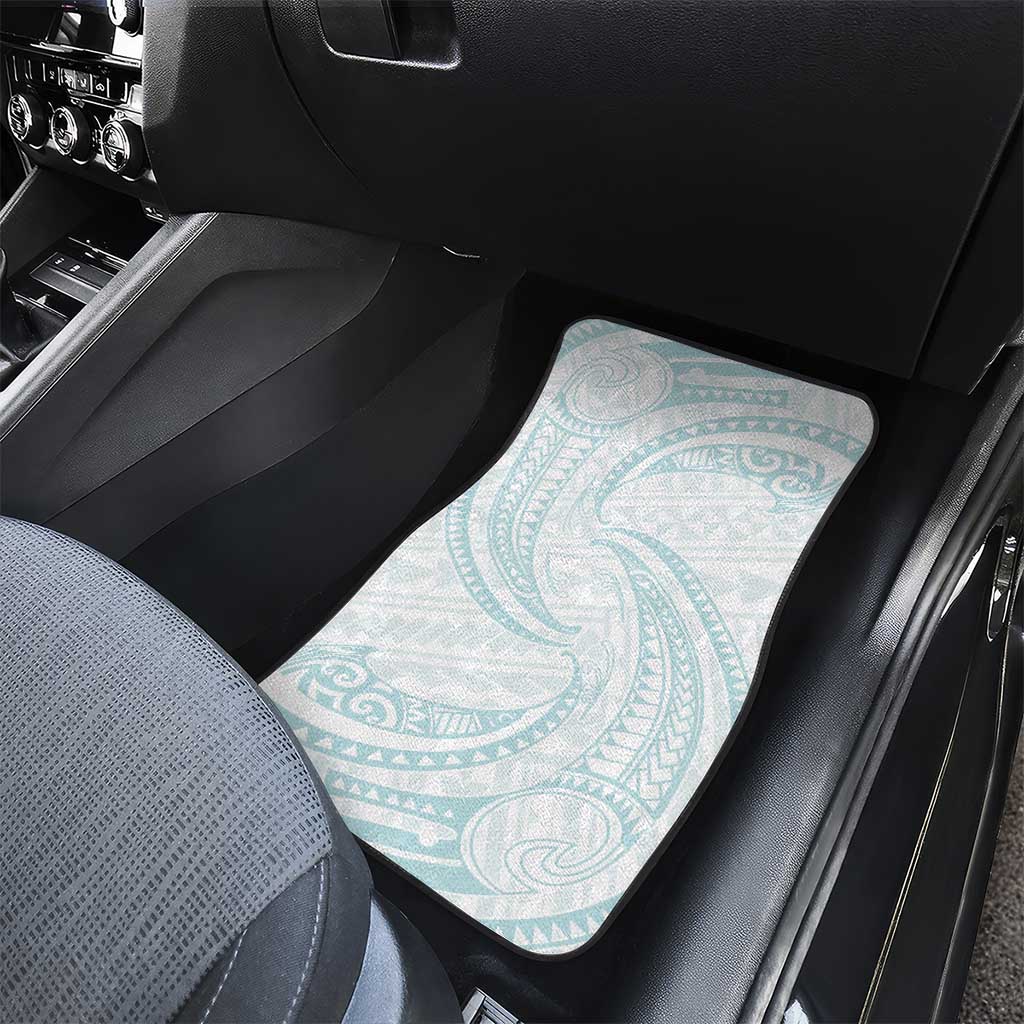 White Sunday Lotu Tamaiti Car Mats Polynesian Wave Pastel Cyan - Polynesian Pride