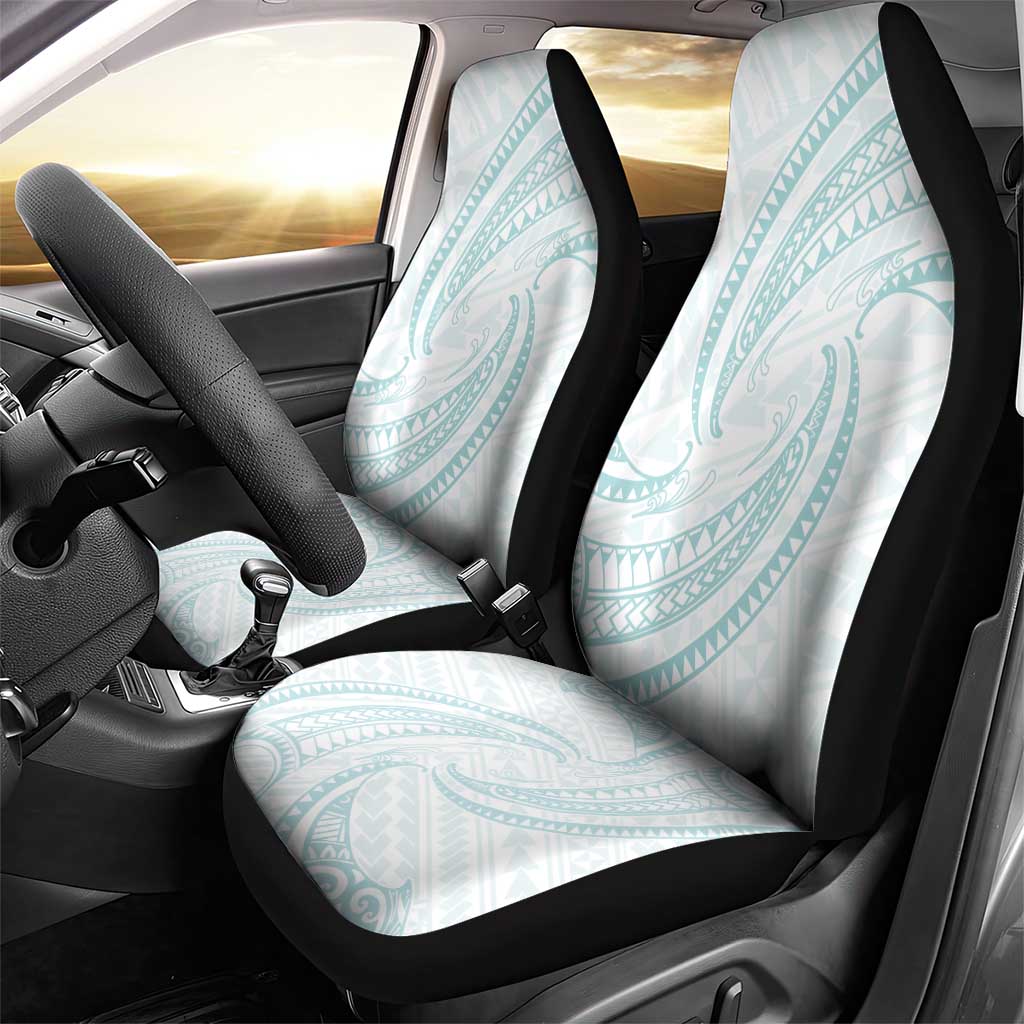 White Sunday Lotu Tamaiti Car Seat Cover Polynesian Wave Pastel Cyan LT9 - Polynesian Pride