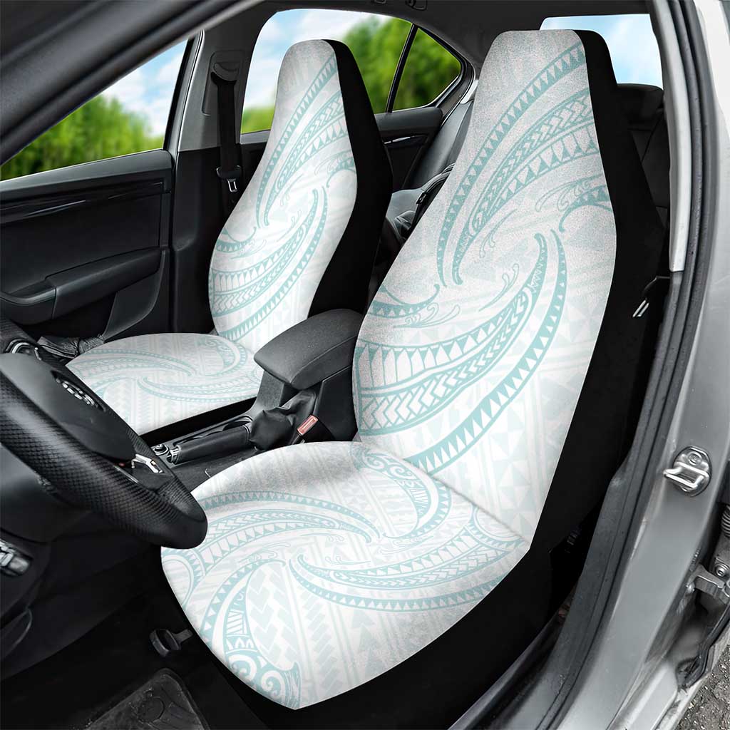 White Sunday Lotu Tamaiti Car Seat Cover Polynesian Wave Pastel Cyan LT9 - Polynesian Pride
