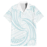 White Sunday Lotu Tamaiti Family Matching Mermaid Dress and Hawaiian Shirt Polynesian Wave Pastel Cyan LT9 Dad's Shirt - Short Sleeve Cyan - Polynesian Pride