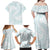 White Sunday Lotu Tamaiti Family Matching Off Shoulder Maxi Dress and Hawaiian Shirt Polynesian Wave Pastel Cyan - Polynesian Pride