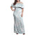 White Sunday Lotu Tamaiti Family Matching Off Shoulder Maxi Dress and Hawaiian Shirt Polynesian Wave Pastel Cyan - Polynesian Pride