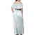 White Sunday Lotu Tamaiti Family Matching Off Shoulder Maxi Dress and Hawaiian Shirt Polynesian Wave Pastel Cyan - Polynesian Pride