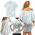 White Sunday Lotu Tamaiti Family Matching Off Shoulder Short Dress and Hawaiian Shirt Polynesian Wave Pastel Cyan - Polynesian Pride