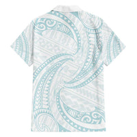 White Sunday Lotu Tamaiti Family Matching Puletasi and Hawaiian Shirt Polynesian Wave Pastel Cyan - Polynesian Pride