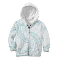 White Sunday Lotu Tamaiti Kid Hoodie Polynesian Wave Pastel Cyan - Polynesian Pride