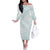 White Sunday Lotu Tamaiti Off The Shoulder Long Sleeve Dress Polynesian Wave Pastel Cyan - Polynesian Pride