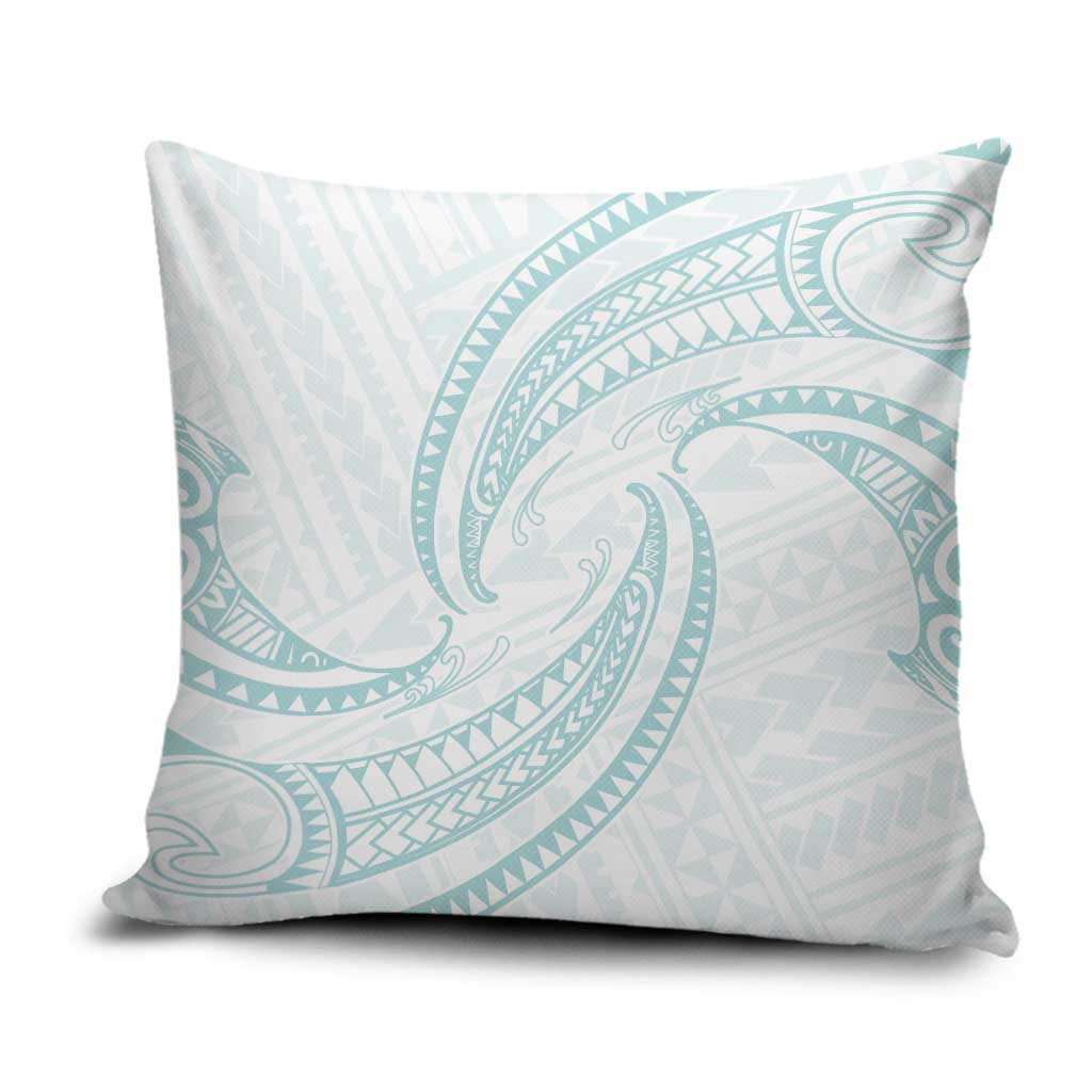 White Sunday Lotu Tamaiti Pillow Cover Polynesian Wave Pastel Cyan - Polynesian Pride