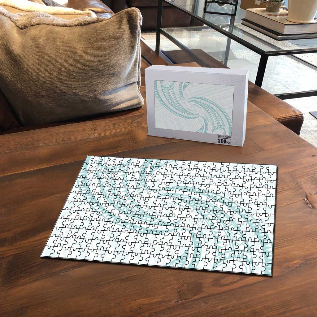 White Sunday Lotu Tamaiti Puzzle Polynesian Wave Pastel Cyan - Polynesian Pride