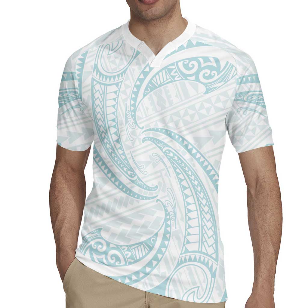 White Sunday Lotu Tamaiti Rugby Jersey Polynesian Wave Pastel Cyan LT9 - Polynesian Pride