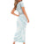 White Sunday Lotu Tamaiti Short Sleeve Bodycon Dress Polynesian Wave Pastel Cyan - Polynesian Pride