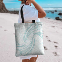 White Sunday Lotu Tamaiti Tote Bag Polynesian Wave Pastel Cyan - Polynesian Pride
