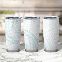 White Sunday Lotu Tamaiti Tumbler Cup Polynesian Wave Pastel Cyan - Polynesian Pride