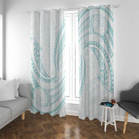 White Sunday Lotu Tamaiti Window Curtain Polynesian Wave Pastel Cyan - Polynesian Pride