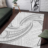 White Sunday Lotu Tamaiti Area Rug Polynesian Wave Pastel Gray - Polynesian Pride
