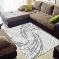 White Sunday Lotu Tamaiti Area Rug Polynesian Wave Pastel Gray - Polynesian Pride