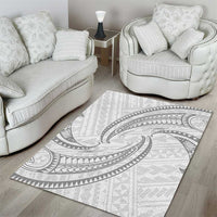White Sunday Lotu Tamaiti Area Rug Polynesian Wave Pastel Gray - Polynesian Pride