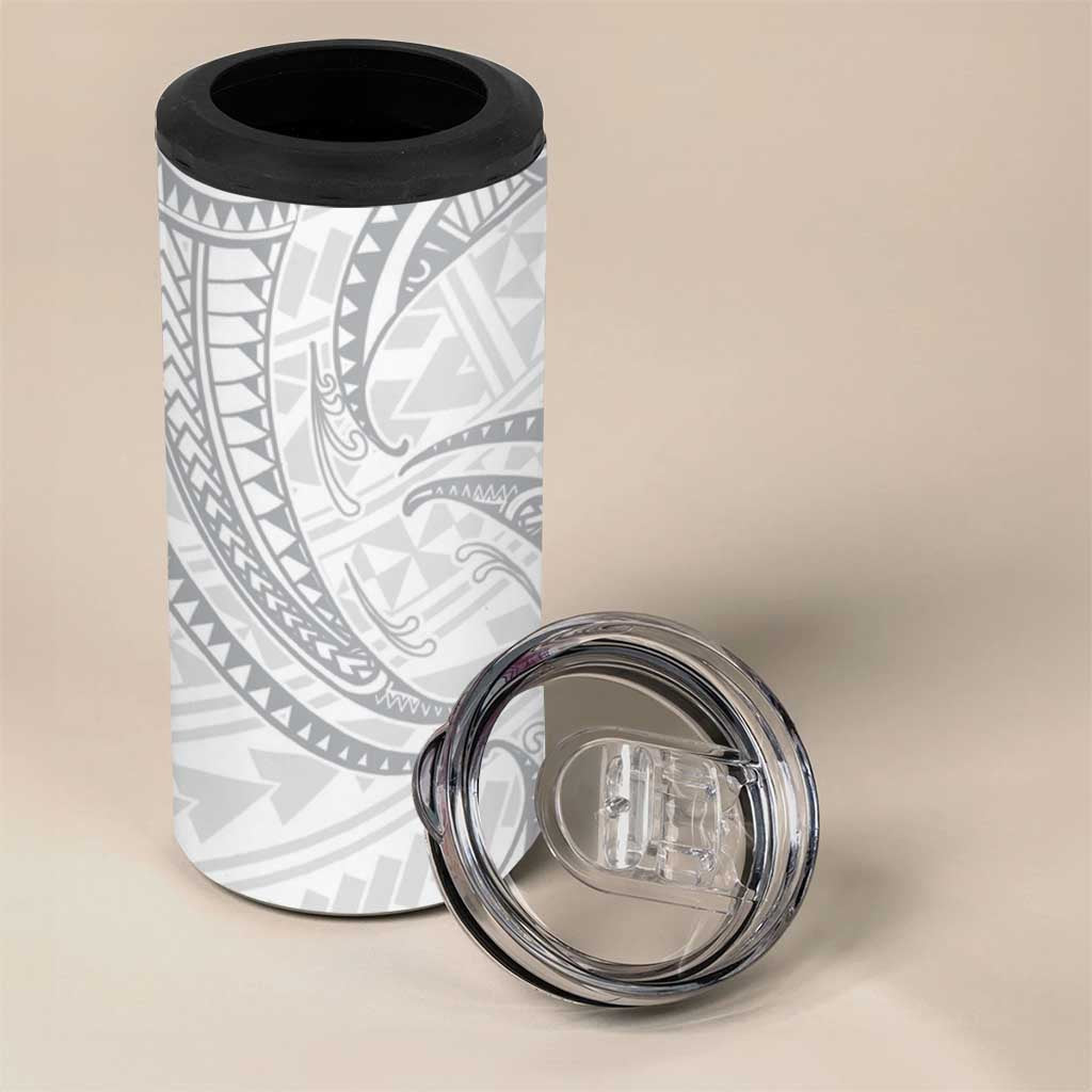 White Sunday Lotu Tamaiti 4 in 1 Can Cooler Tumbler Polynesian Wave Pastel Gray - Polynesian Pride
