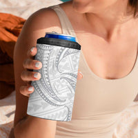 White Sunday Lotu Tamaiti 4 in 1 Can Cooler Tumbler Polynesian Wave Pastel Gray - Polynesian Pride