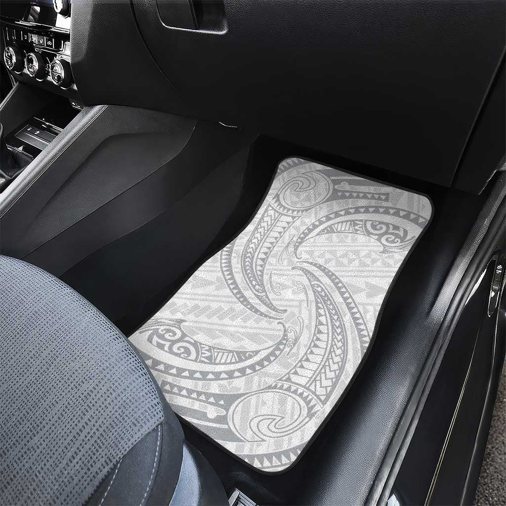 White Sunday Lotu Tamaiti Car Mats Polynesian Wave Pastel Gray - Polynesian Pride