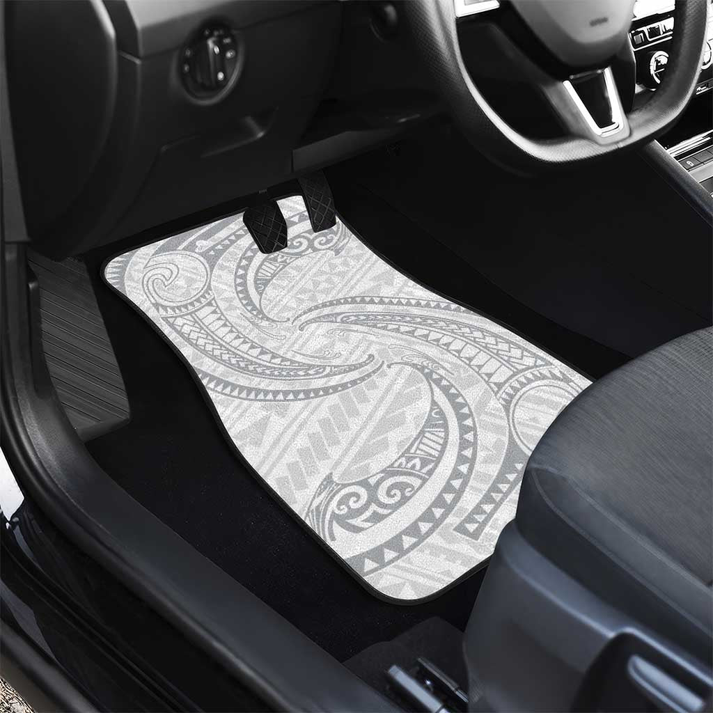 White Sunday Lotu Tamaiti Car Mats Polynesian Wave Pastel Gray - Polynesian Pride