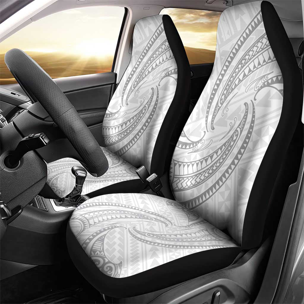 White Sunday Lotu Tamaiti Car Seat Cover Polynesian Wave Pastel Gray LT9 - Polynesian Pride