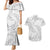 White Sunday Lotu Tamaiti Couples Matching Mermaid Dress and Hawaiian Shirt Polynesian Wave Pastel Gray - Polynesian Pride