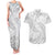 White Sunday Lotu Tamaiti Couples Matching Tank Maxi Dress and Hawaiian Shirt Polynesian Wave Pastel Gray - Polynesian Pride