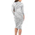 White Sunday Lotu Tamaiti Family Matching Long Sleeve Bodycon Dress and Hawaiian Shirt Polynesian Wave Pastel Gray - Polynesian Pride