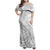 White Sunday Lotu Tamaiti Family Matching Off Shoulder Maxi Dress and Hawaiian Shirt Polynesian Wave Pastel Gray - Polynesian Pride