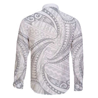 White Sunday Lotu Tamaiti Family Matching Off Shoulder Short Dress and Hawaiian Shirt Polynesian Wave Pastel Gray LT9 - Polynesian Pride