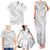 White Sunday Lotu Tamaiti Family Matching Tank Maxi Dress and Hawaiian Shirt Polynesian Wave Pastel Gray - Polynesian Pride