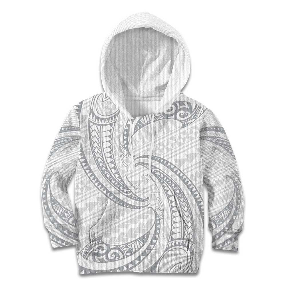 White Sunday Lotu Tamaiti Kid Hoodie Polynesian Wave Pastel Gray - Polynesian Pride