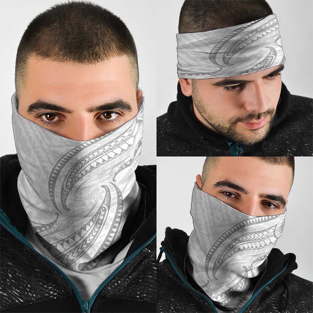White Sunday Lotu Tamaiti Neck Gaiter Polynesian Wave Pastel Gray LT9